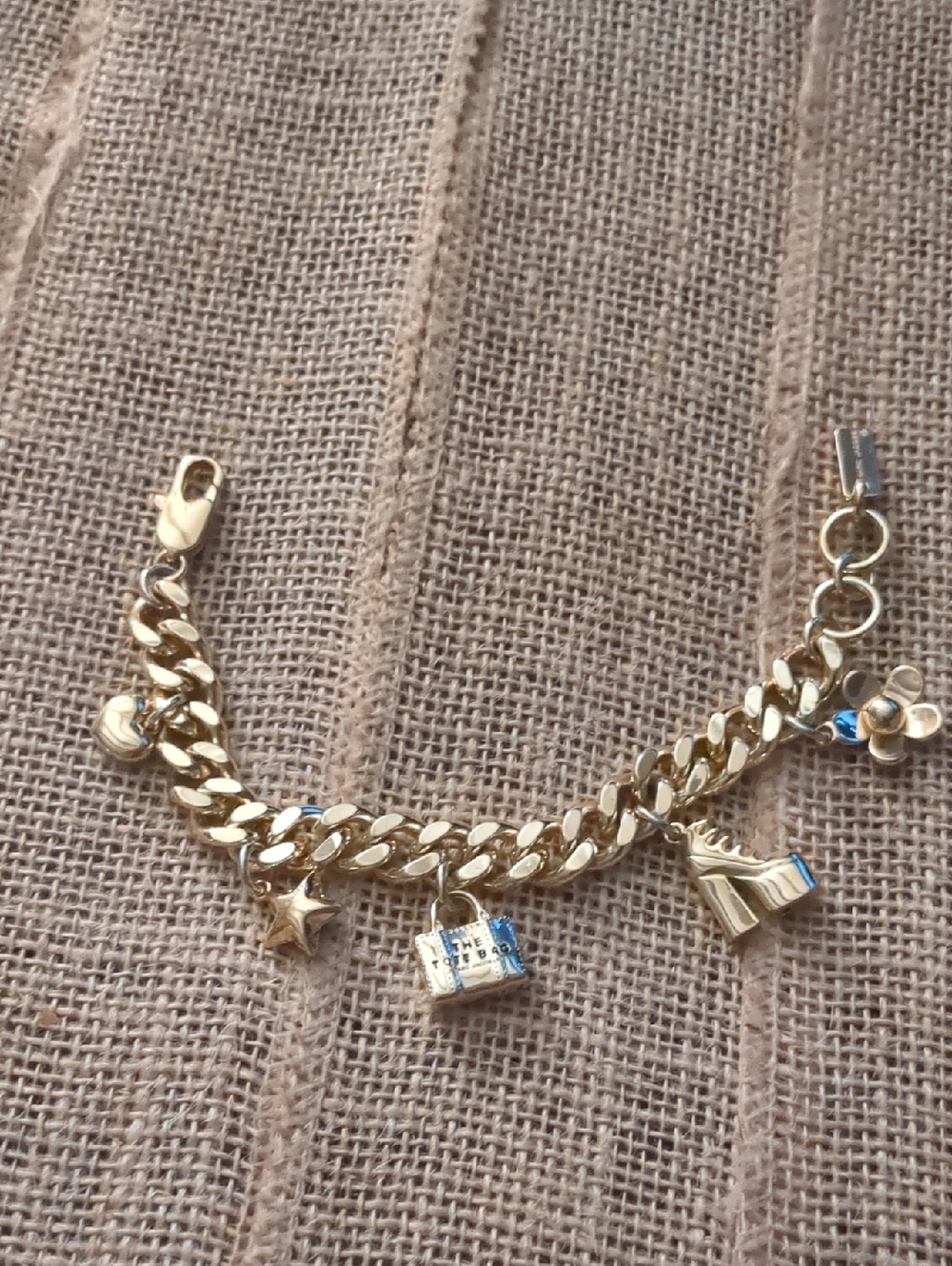 Marc Jacobs Gold Charm Chain Bracelet with Mixed Charms